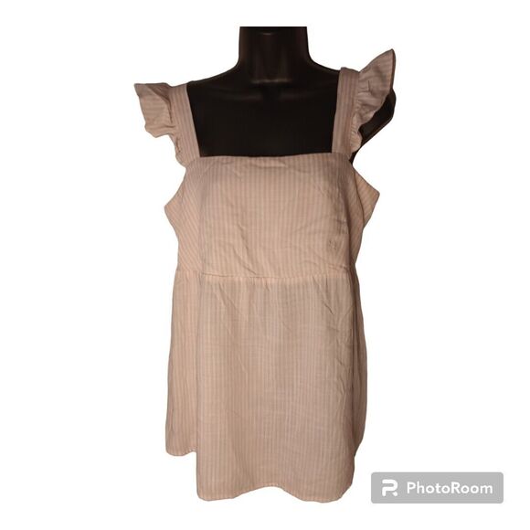Isabel Maternity Tank Top White Peach Stripe Flutter Sleeve Tie Back Sz Medium - Picture 1 of 12